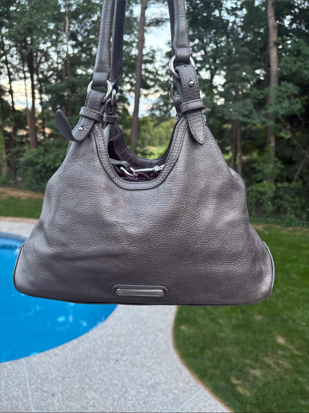 Cole Haan Metallic Gray Leather Hobo Bag - Women